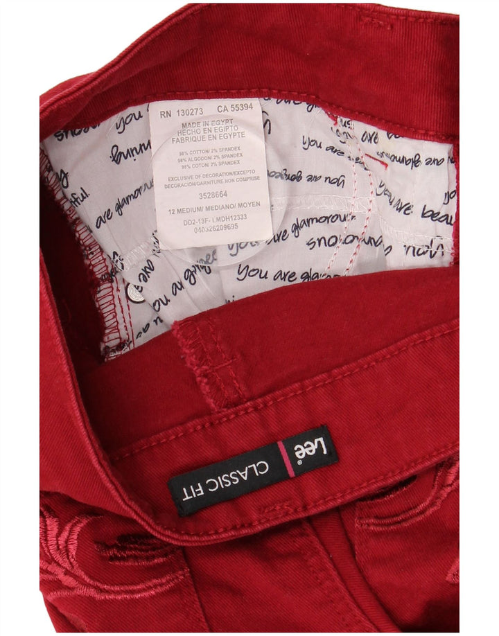 Lee Womens Classic Fit Straight Jeans US 12 Large W32 L30 Red Cotton