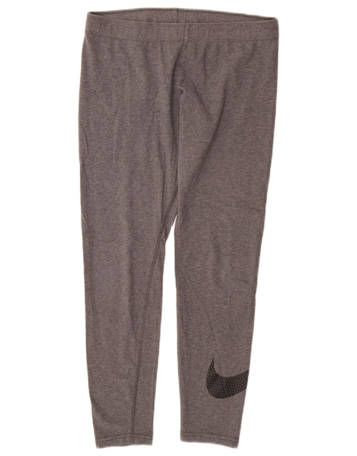 Nike Womens Graphic Leggings UK 12 Medium  Grey Cotton