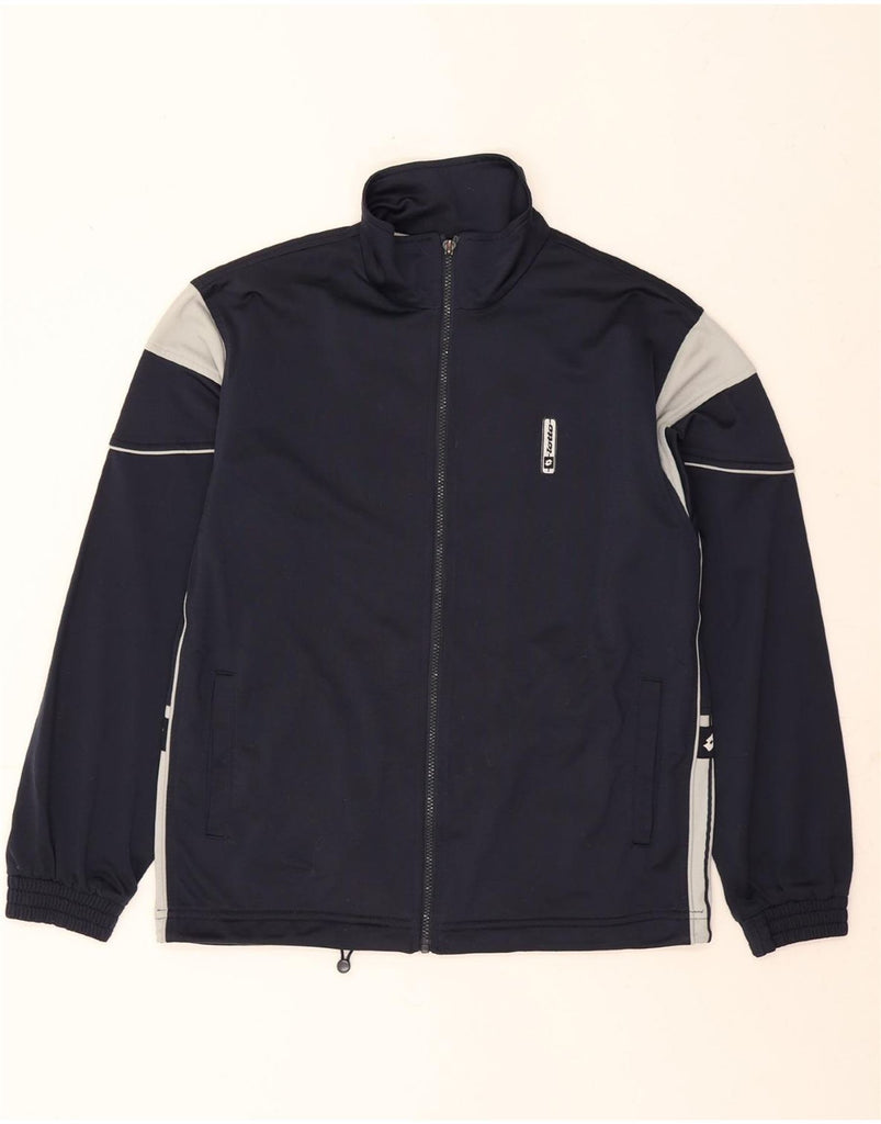 LOTTO Mens Tracksuit Top Jacket Small Navy Blue Colourblock Polyester Vintage Lotto and Second-Hand Lotto from Messina Hembry 