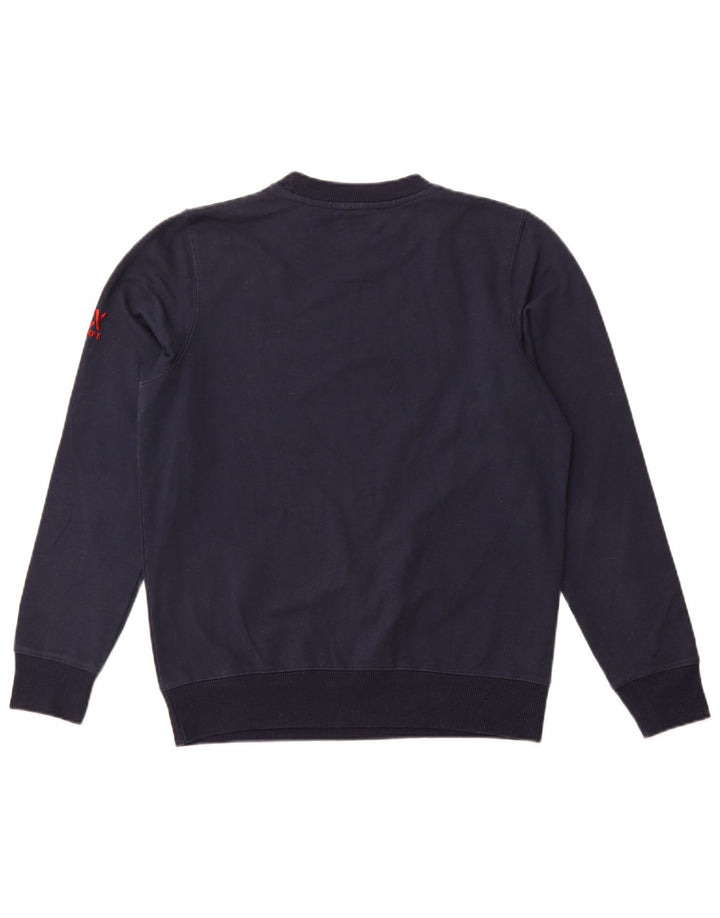 AVIREX Mens Graphic Sweatshirt Jumper Medium Navy Blue Cotton