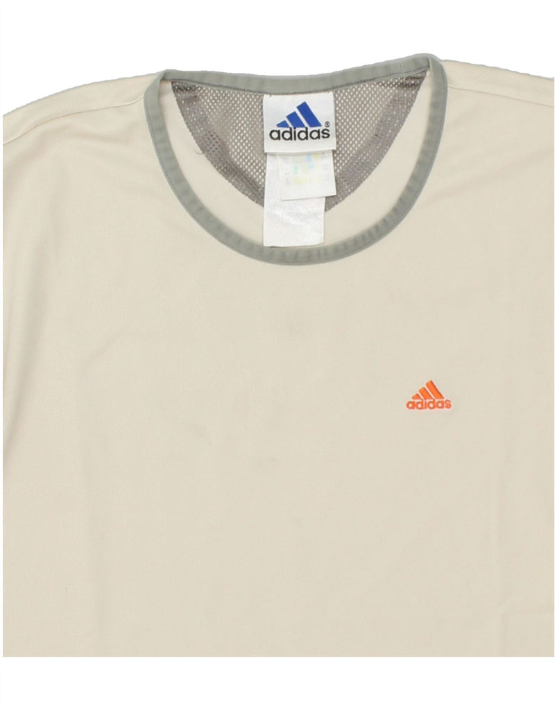 ADIDAS Mens T-Shirt Top XS Off White Polyester Vintage Adidas and Second-Hand Adidas from Messina Hembry 