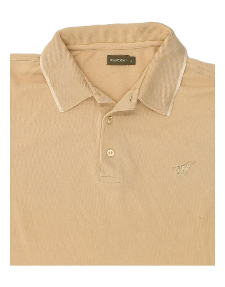 HENRY COTTONS Mens Slim Polo Shirt Large Beige Cotton Vintage Henry Cottons and Second-Hand Henry Cottons from Messina Hembry 