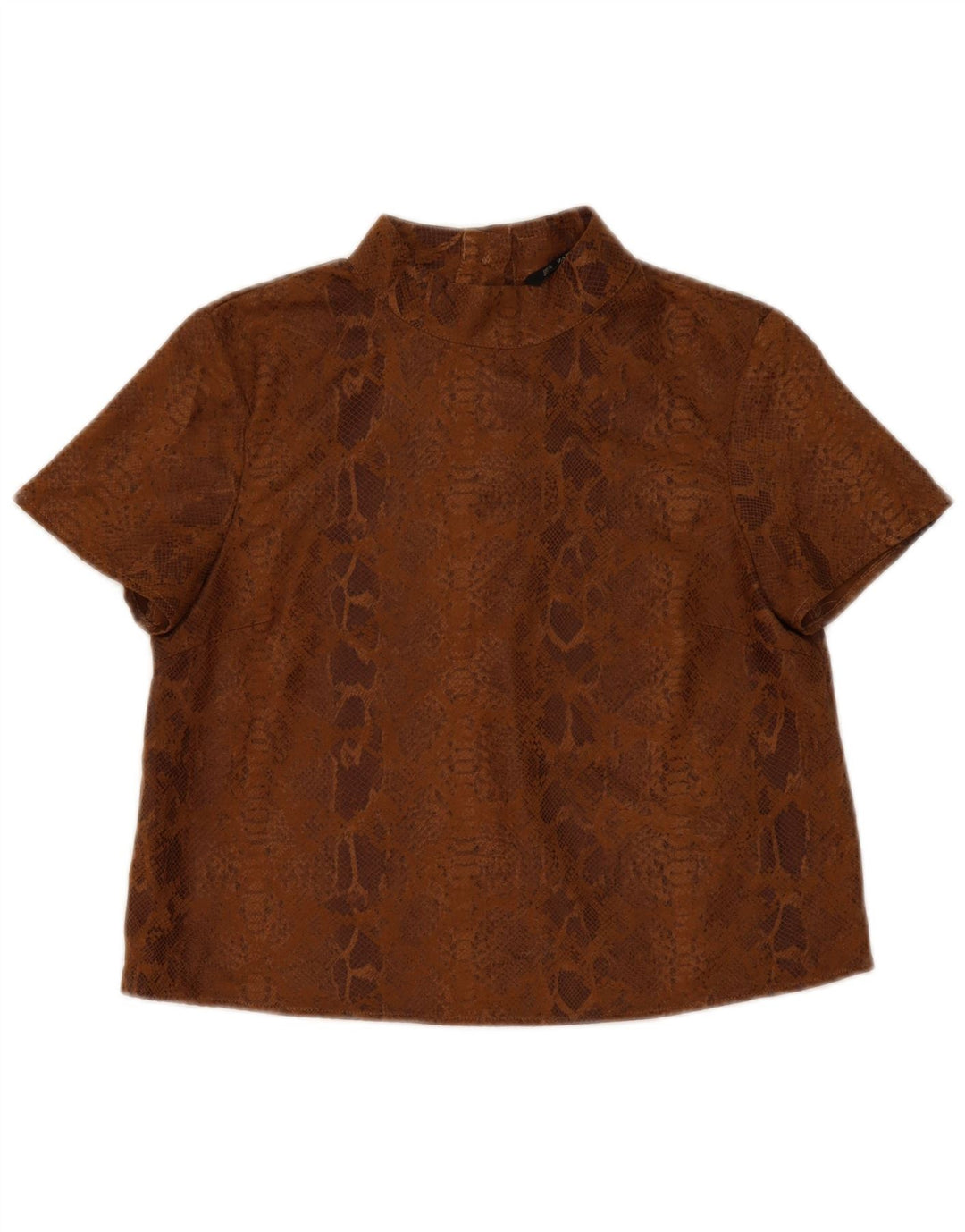 Zara Womens Blouse Top UK 14 Medium Brown Animal Print Polyester