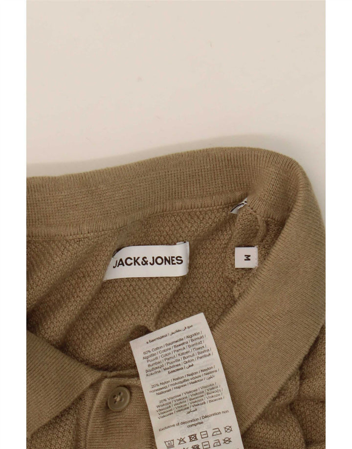 Jack & Jones Mens Short Sleeve Shirt Medium Beige Cotton