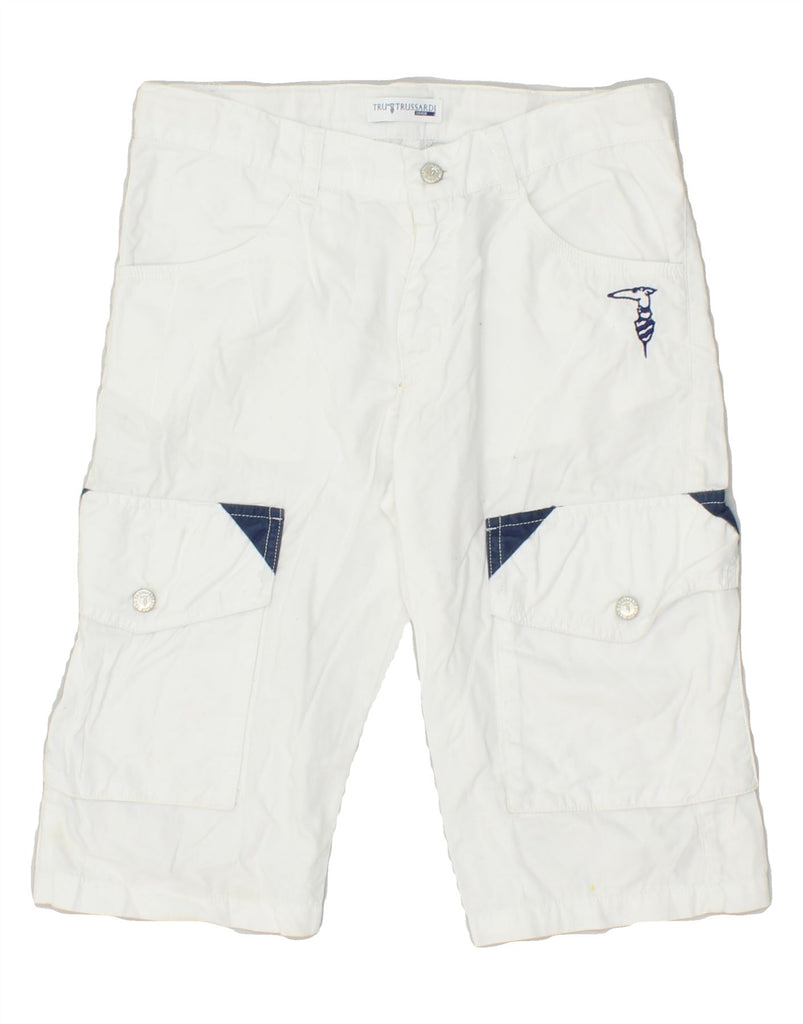 TRUSSARDI Boys Cargo Shorts 9-10 Years W26 White | Vintage Trussardi | Thrift | Second-Hand Trussardi | Used Clothing | Messina Hembry 