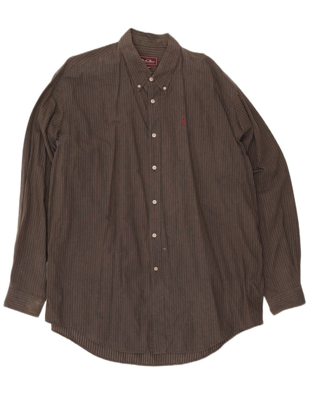 Marlboro Classics Mens Shirt 3XL Grey Pinstripe Cotton