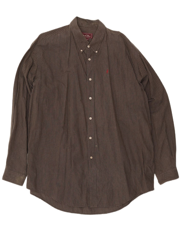 Marlboro Classics Mens Shirt 3XL Grey Pinstripe Cotton