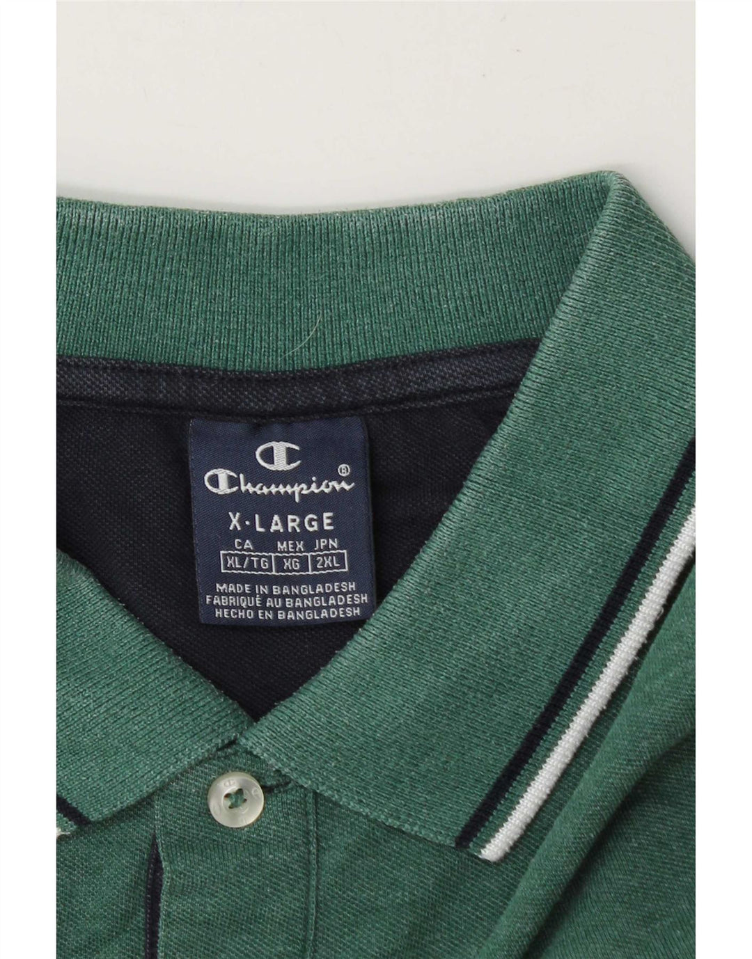 Champion Mens Polo Shirt XL Green Striped