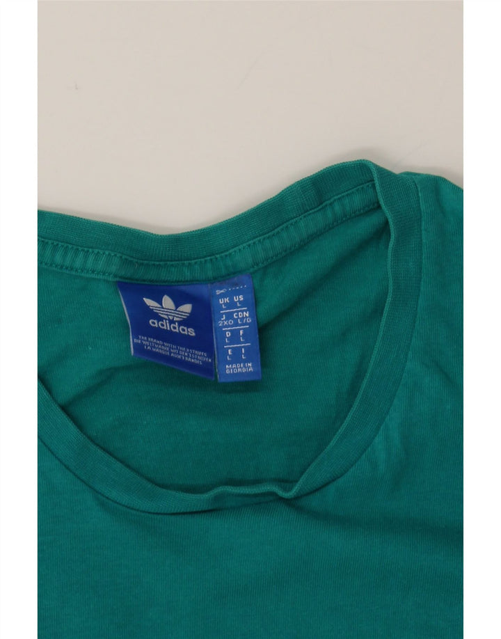 ADIDAS Mens Graphic T-Shirt Top Large Turquoise Cotton Vintage Adidas and Second-Hand Adidas from Messina Hembry 