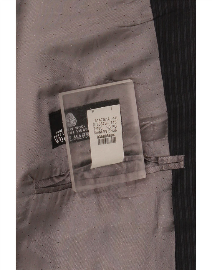 Calvin Klein Mens Longline Blazer Jacket UK 44 2XL Black Pinstripe New Wool