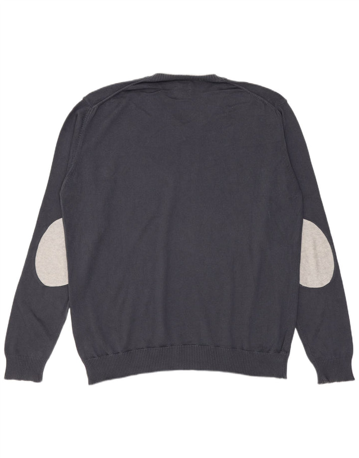 Marlboro Classics Mens V-Neck Jumper Sweater Medium Grey Cotton