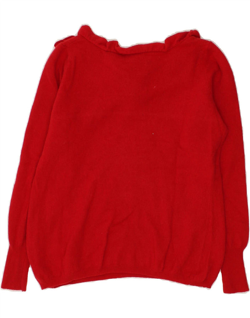 VINTAGE Womens Ruffle Boat Neck Jumper Sweater UK 10 Small Red | Vintage Vintage | Thrift | Second-Hand Vintage | Used Clothing | Messina Hembry 