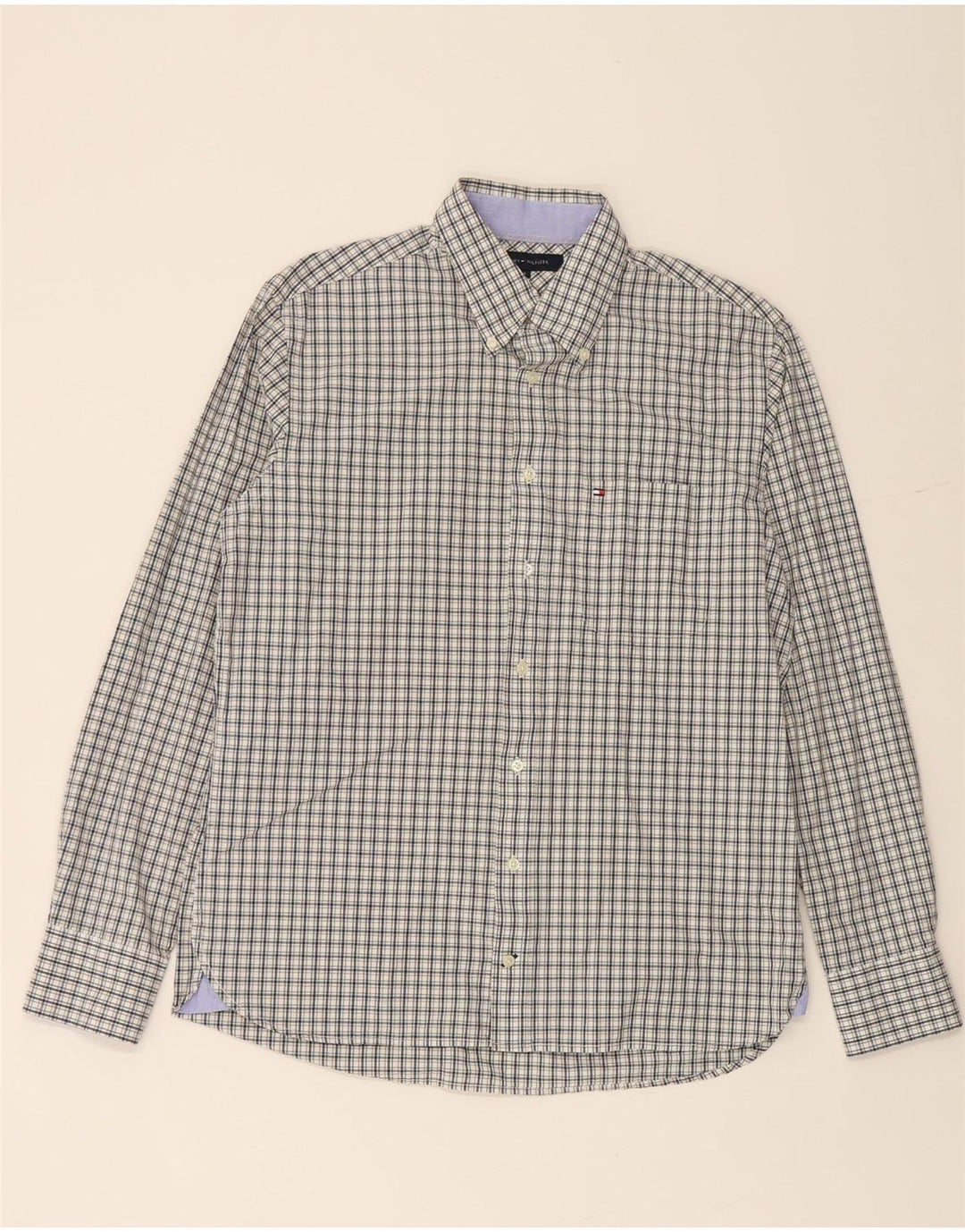 TOMMY HILFIGER Mens Shirt Medium Grey Check Cotton