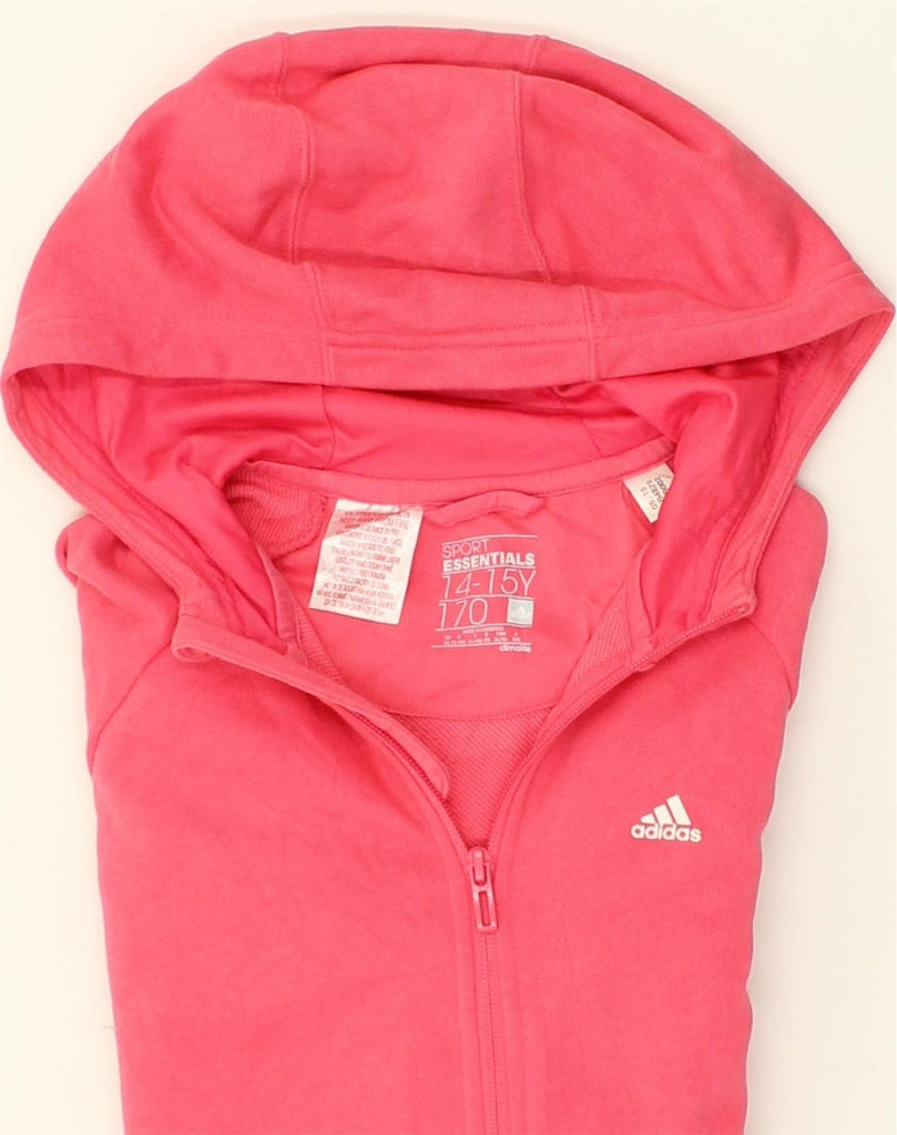 ADIDAS Girls Climalite Zip Hoodie Sweater 14-15 Years Pink Cotton | Vintage Adidas | Thrift | Second-Hand Adidas | Used Clothing | Messina Hembry 