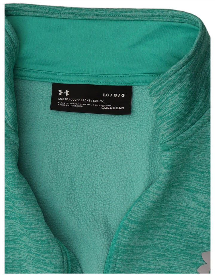 Under Armour Mens Zip Neck Sweatshirt Jumper Large Turquoise Flecked