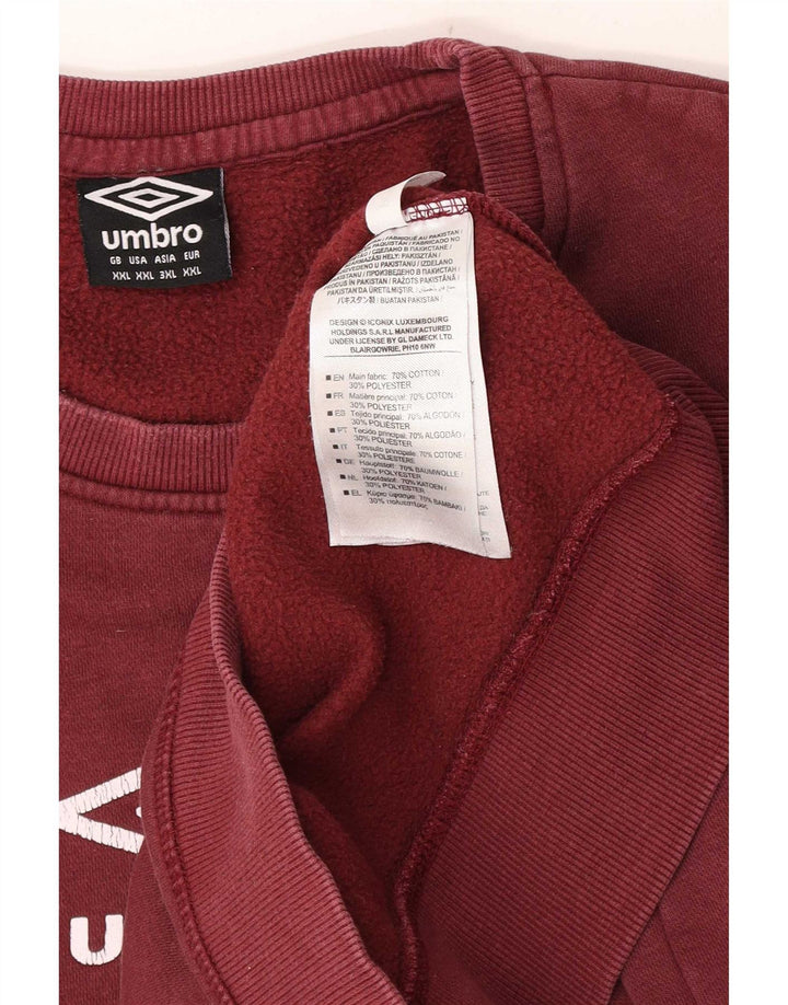 Umbro Mens Graphic Sweatshirt Jumper 2XL Burgundy Cotton