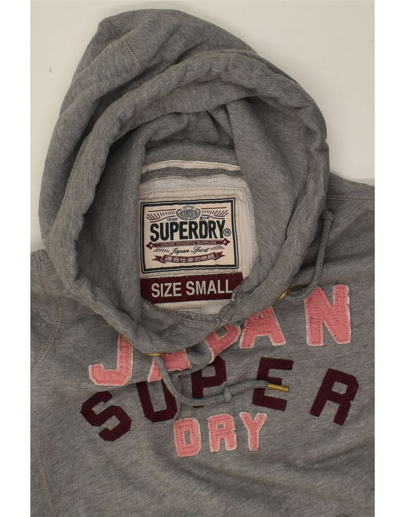 SUPERDRY Womens Graphic Hoodie Jumper UK 10 Small Grey Cotton | Vintage Superdry | Thrift | Second-Hand Superdry | Used Clothing | Messina Hembry 