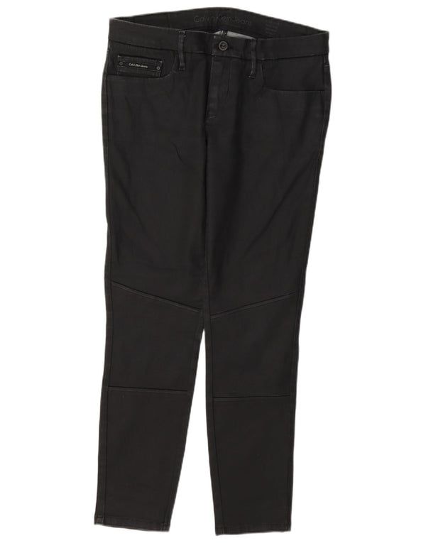Calvin Klein Womens Waxed Skinny Casual Trousers W31 L27 Black Cotton