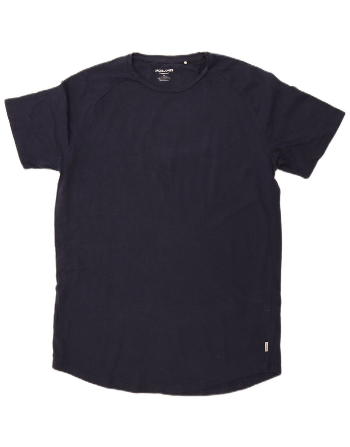 JACK & JONES Mens T-Shirt Top Medium Navy Blue Cotton