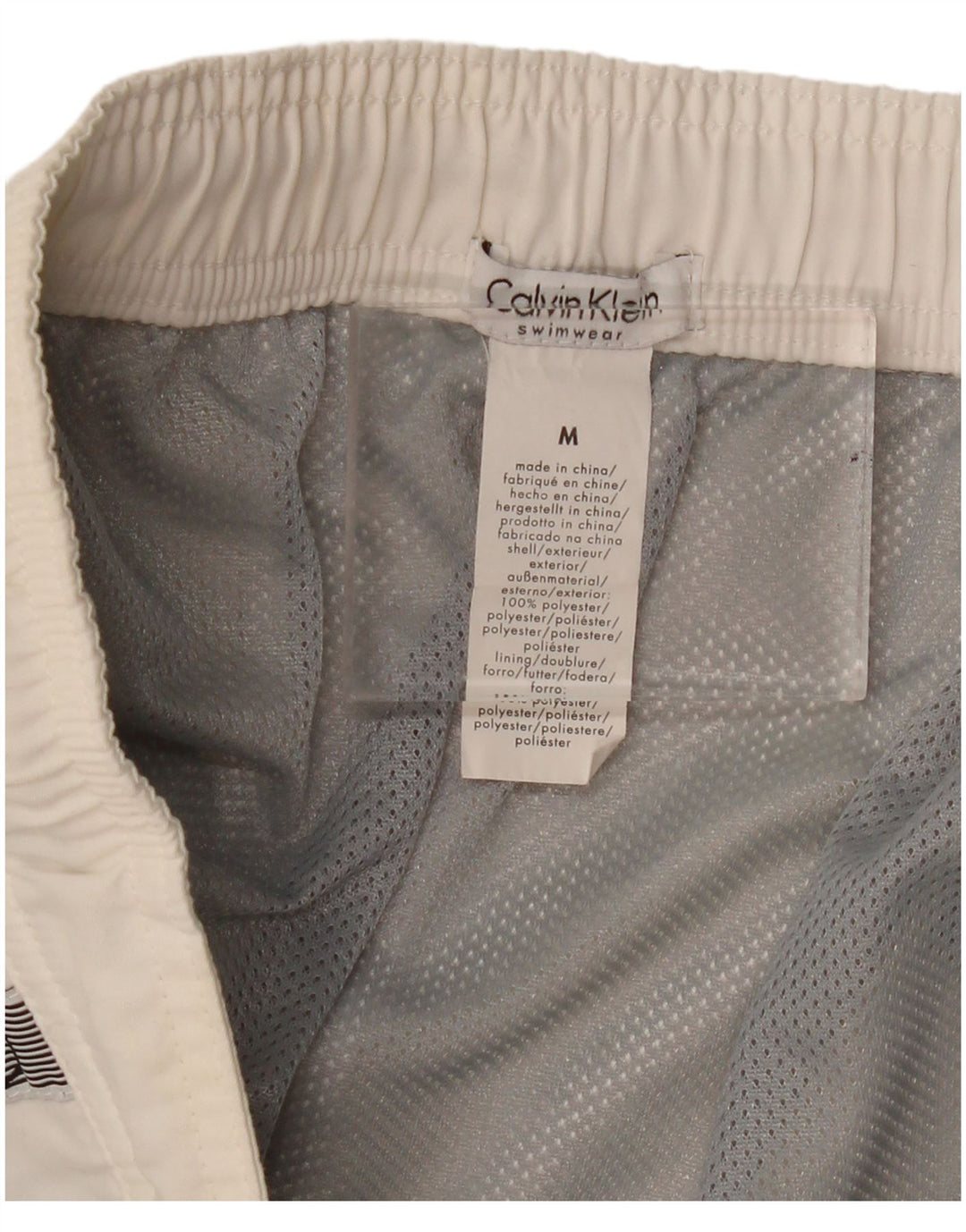 Calvin Klein Mens Graphic Swimming Shorts Medium White Polyester