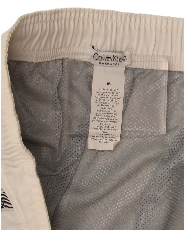 Calvin Klein Mens Graphic Swimming Shorts Medium White Polyester