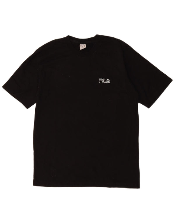 Fila Mens T-Shirt Top Small Black Cotton