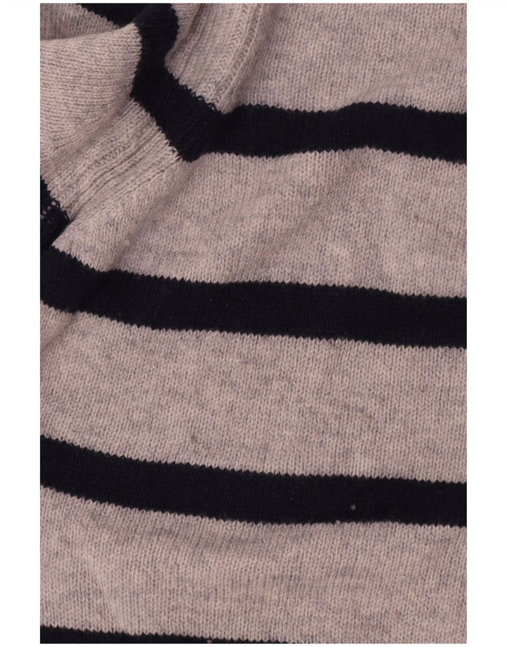 Marks & Spencer Womens Crew Neck Jumper Sweater UK 16 Large Grey Striped