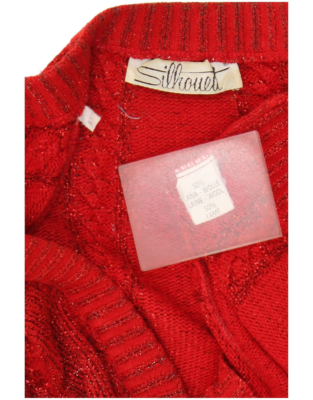 Silhouette Womens Loose Fit Cardigan Sweater UK 14 Medium Red Wool