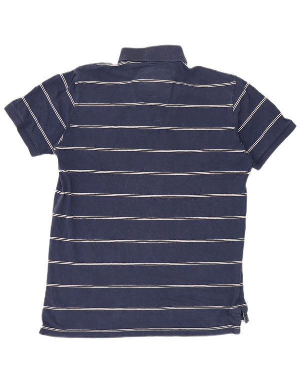 Abercrombie & Fitch Mens Polo Shirt XL Navy Blue Striped Cotton