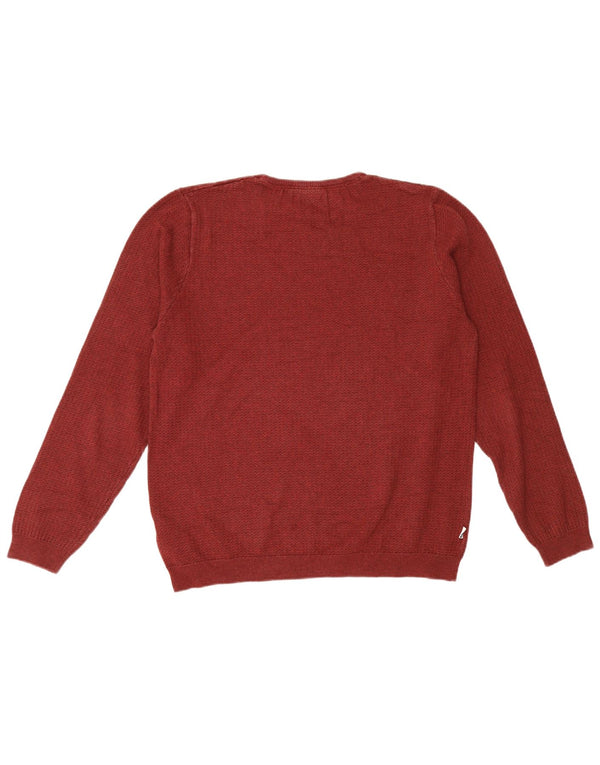 Fila Mens Crew Neck Jumper Sweater Large Burgundy Cotton