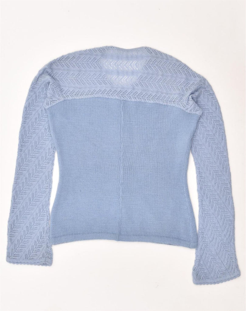 VINTAGE Womens Crew Neck Jumper Sweater UK 12 Medium Blue Wool | Vintage Vintage | Thrift | Second-Hand Vintage | Used Clothing | Messina Hembry 