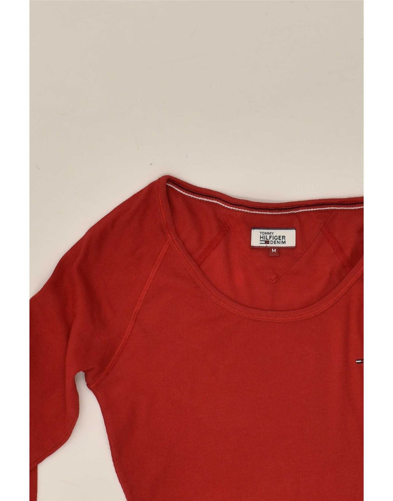 TOMMY HILFIGER Womens Top Long Sleeve UK 12 Medium Red Vintage Tommy Hilfiger and Second-Hand Tommy Hilfiger from Messina Hembry 