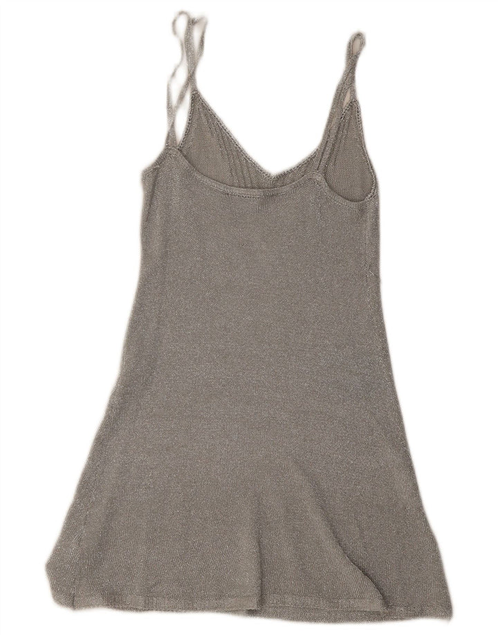 Topshop Womens Slip Dress UK 8 Small Silver Viscose