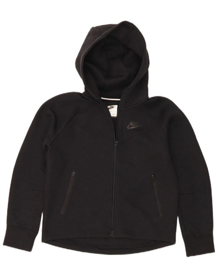 Nike Boys Zip Hoodie Sweater 10-11 Years Medium Black Cotton