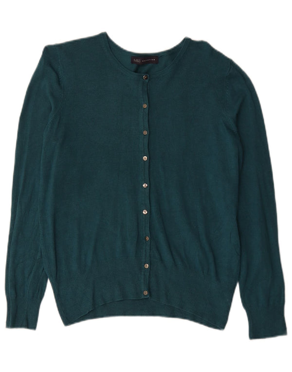 Marks & Spencer Womens Cardigan Sweater UK 12 Medium Turquoise Viscose