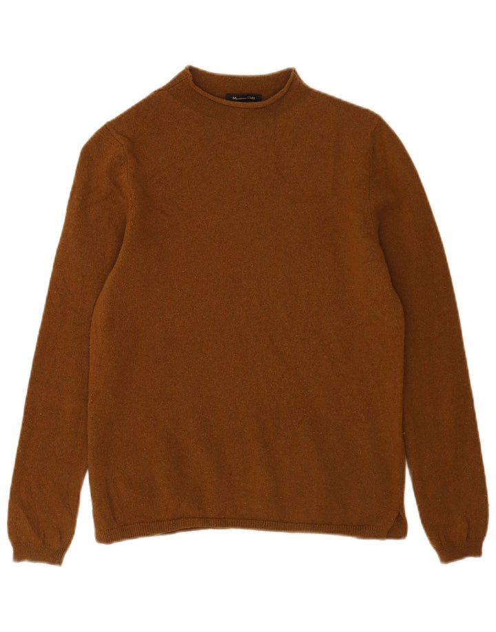 Massimo Dutti Womens Turtle Neck Jumper Sweater UK 10 Small Brown Wool