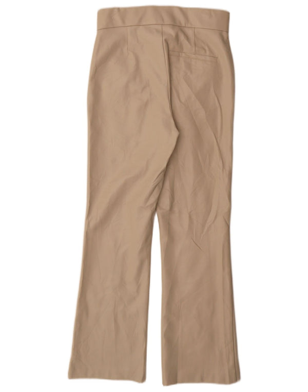 Zara Womens High Waist Bootcut Faux Leather Trousers Small W26 L27 Beige