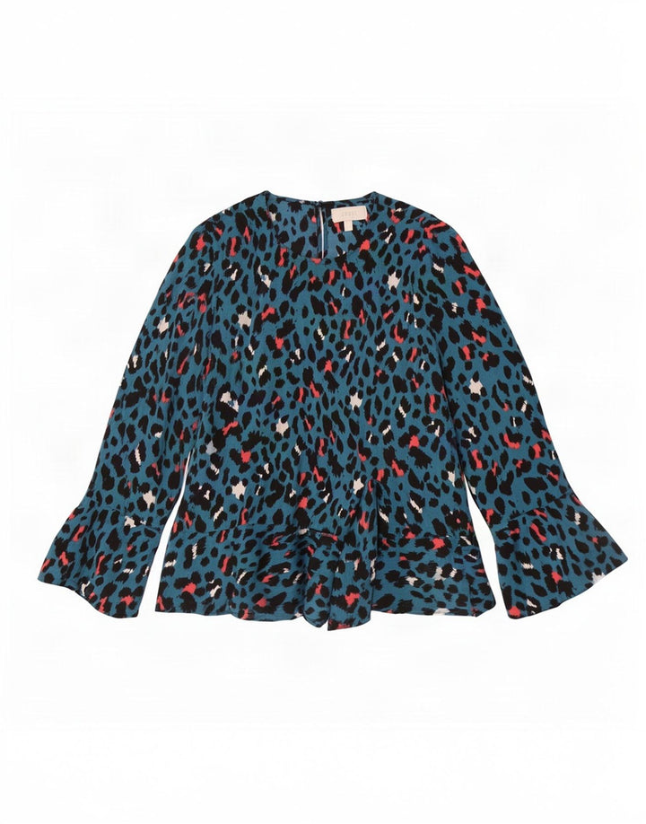 Coast Womens Long Sleeve Blouse Top UK 14 Large Blue Flecked Polyester