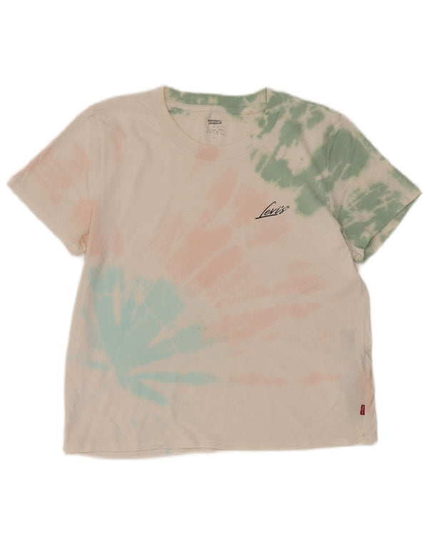 Levi's Womens T-Shirt Top UK 14 Medium White Tie Dye Cotton