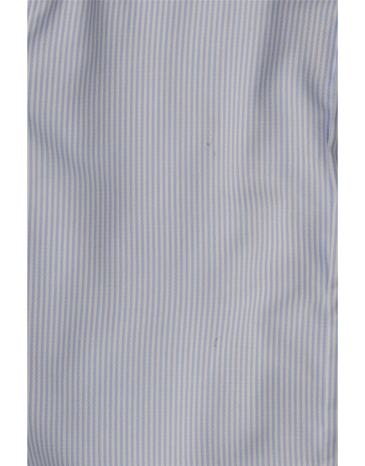Boggi Mens Regular Fit Shirt Size 39 15 1/2 Medium Blue Striped Cotton