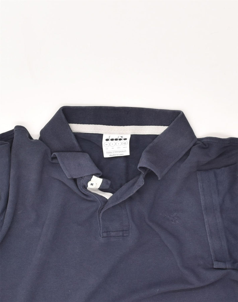 DIADORA Mens Polo Shirt Large Navy Blue Cotton | Vintage Diadora | Thrift | Second-Hand Diadora | Used Clothing | Messina Hembry 