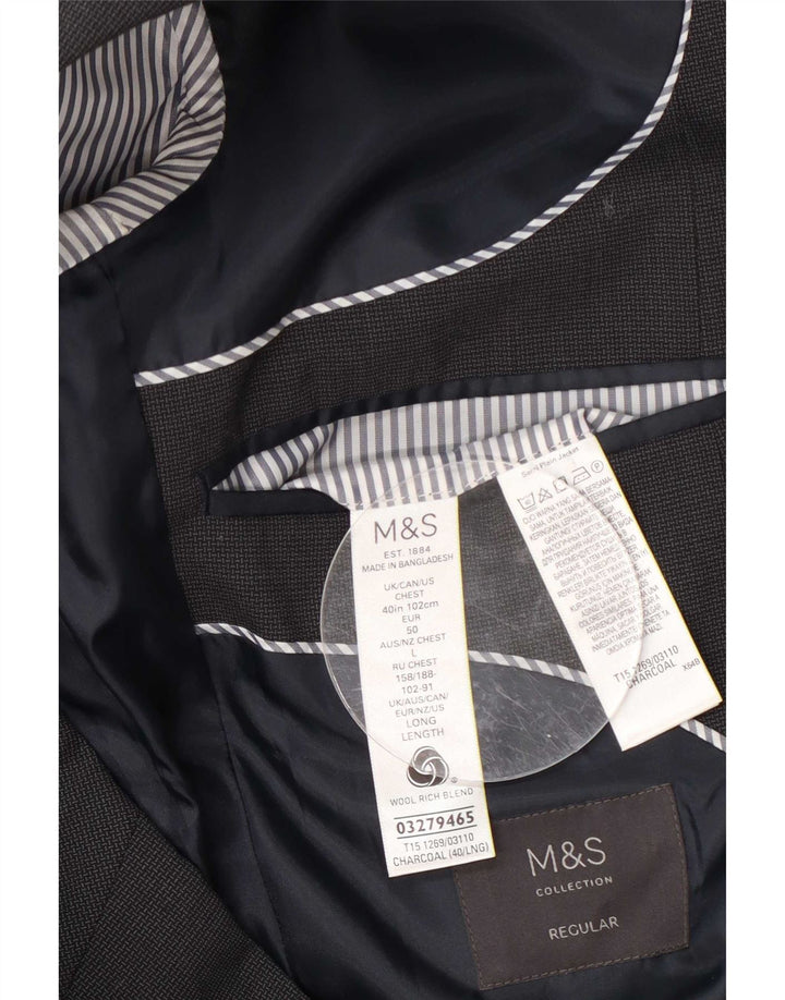 Marks & Spencer Mens 2 Button Regular Fit Blazer Jacket UK 40 Medium Grey
