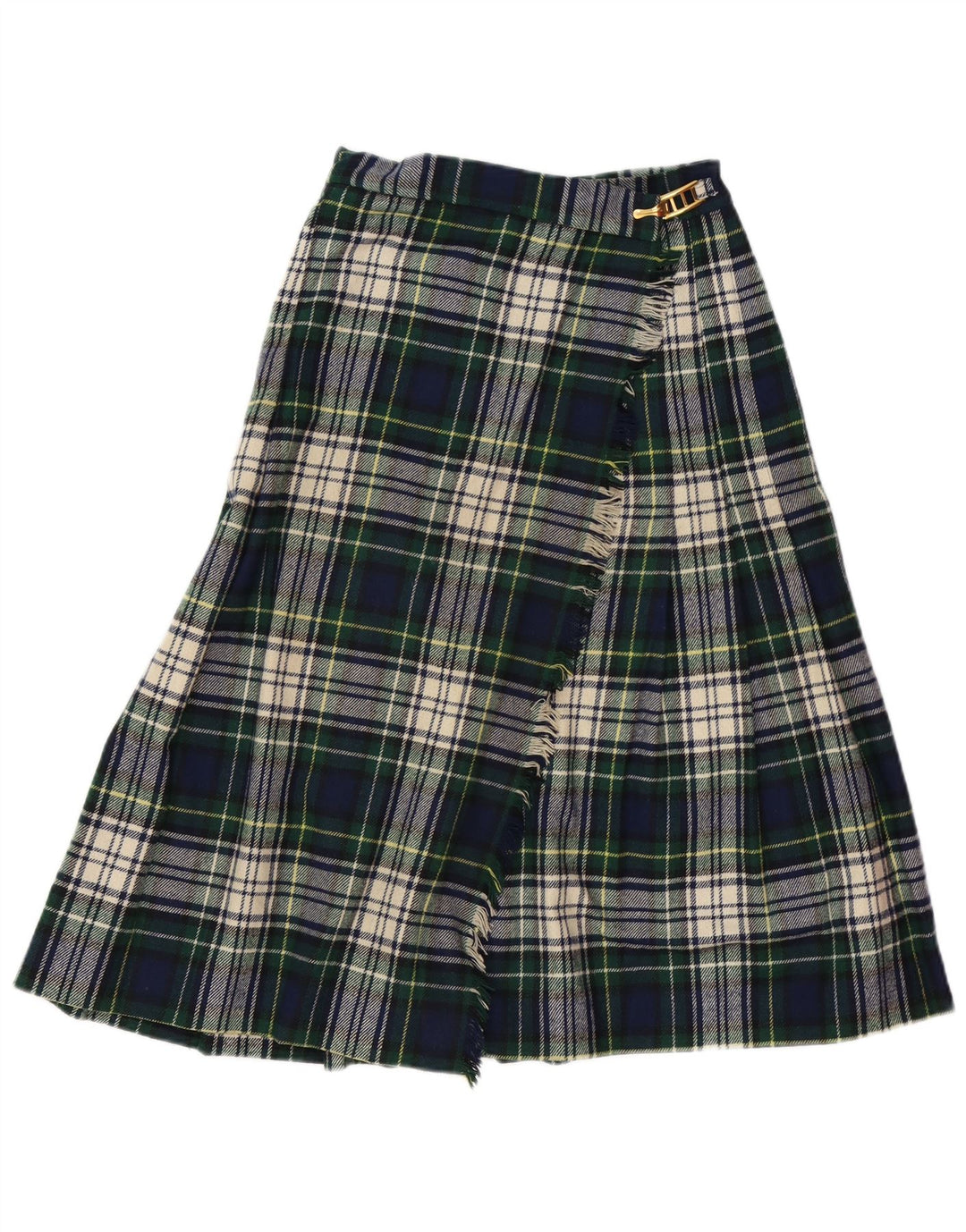 VINTAGE Womens High Waist Wrap Skirt IT 42 Medium W26  Green Plaid