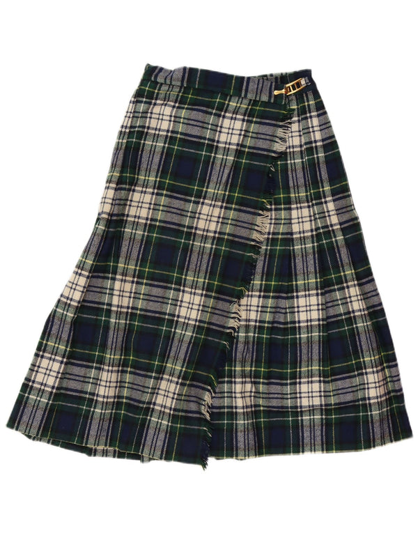 VINTAGE Womens High Waist Wrap Skirt IT 42 Medium W26  Green Plaid