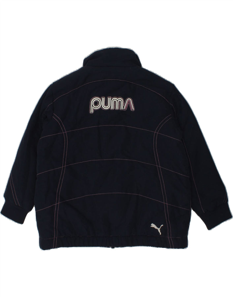 PUMA Baby Girls Graphic Bomber Jacket 18-24 Months Navy Blue Nylon | Vintage Puma | Thrift | Second-Hand Puma | Used Clothing | Messina Hembry 