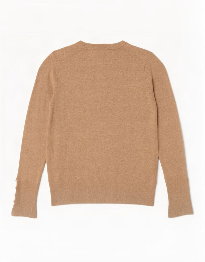 Zara Womens Crew Neck Jumper Sweater UK 12 Medium Beige