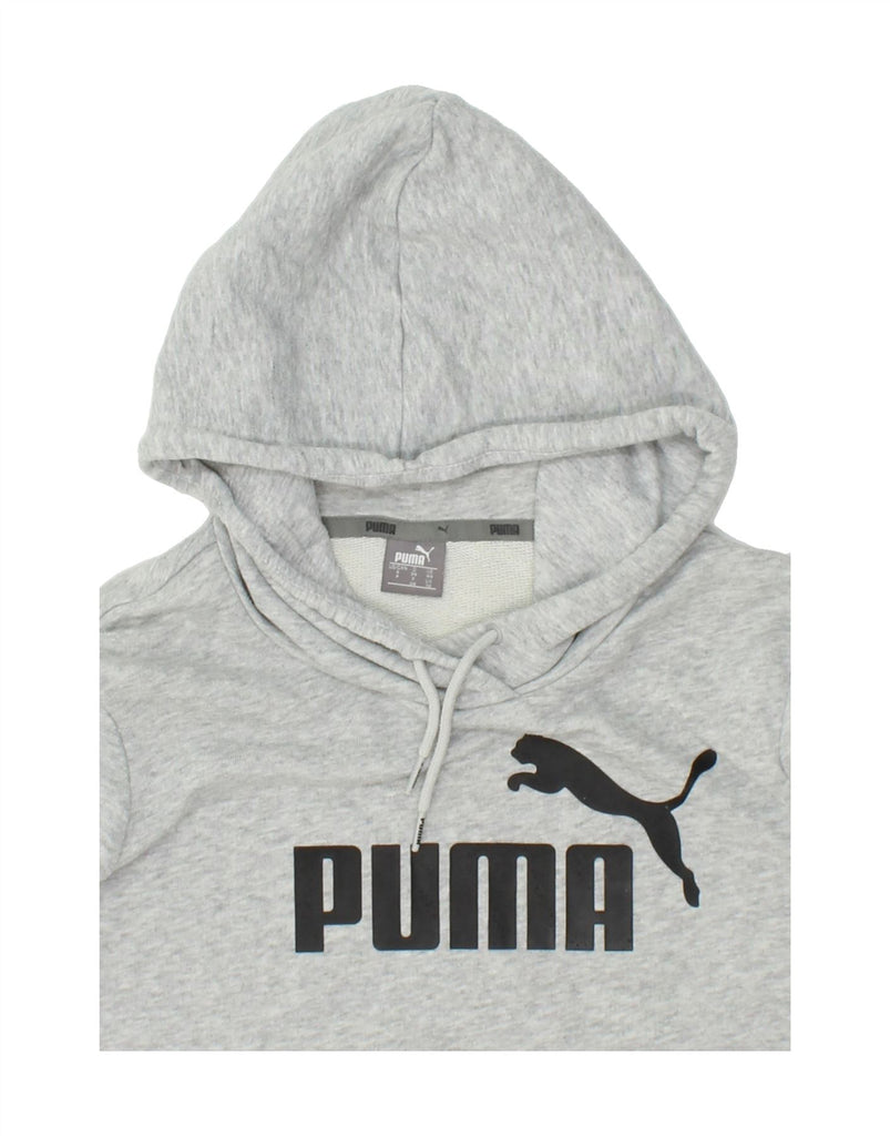 PUMA Womens Graphic Hoodie Jumper UK 10 Small Grey Cotton | Vintage Puma | Thrift | Second-Hand Puma | Used Clothing | Messina Hembry 