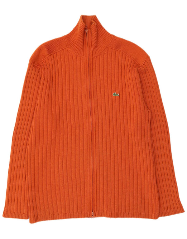 LACOSTE Mens Cardigan Sweater Size 7 2XL Orange Wool