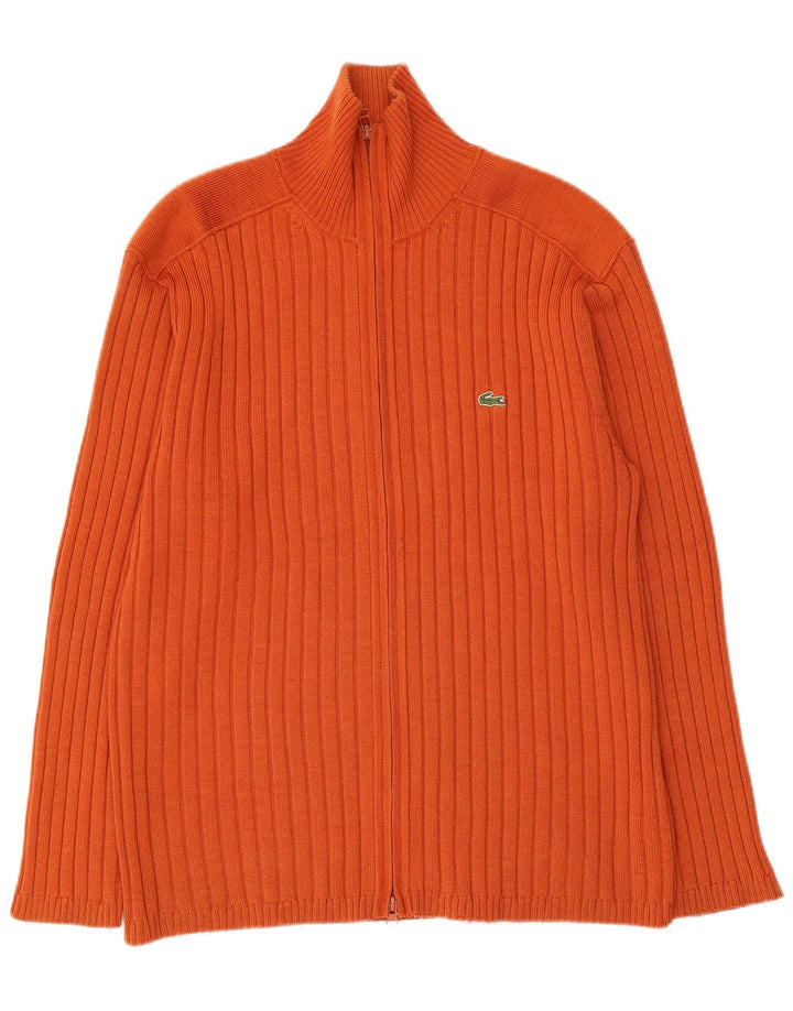 LACOSTE Mens Cardigan Sweater Size 7 2XL Orange Wool