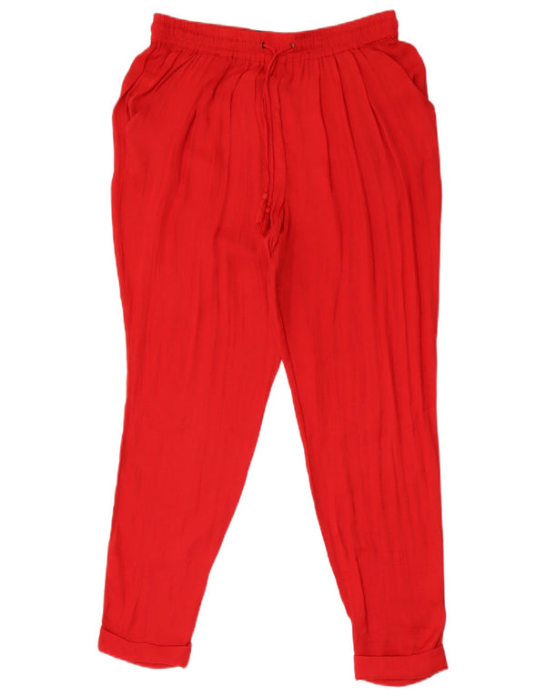 Zara Womens Trafaluc Cropped Trousers UK 12 Medium W28 L26 Red
